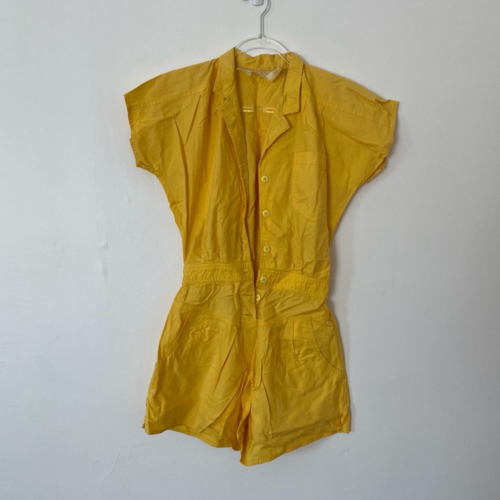 Vintage Yellow 80's Button Up Jumpsuit (M)